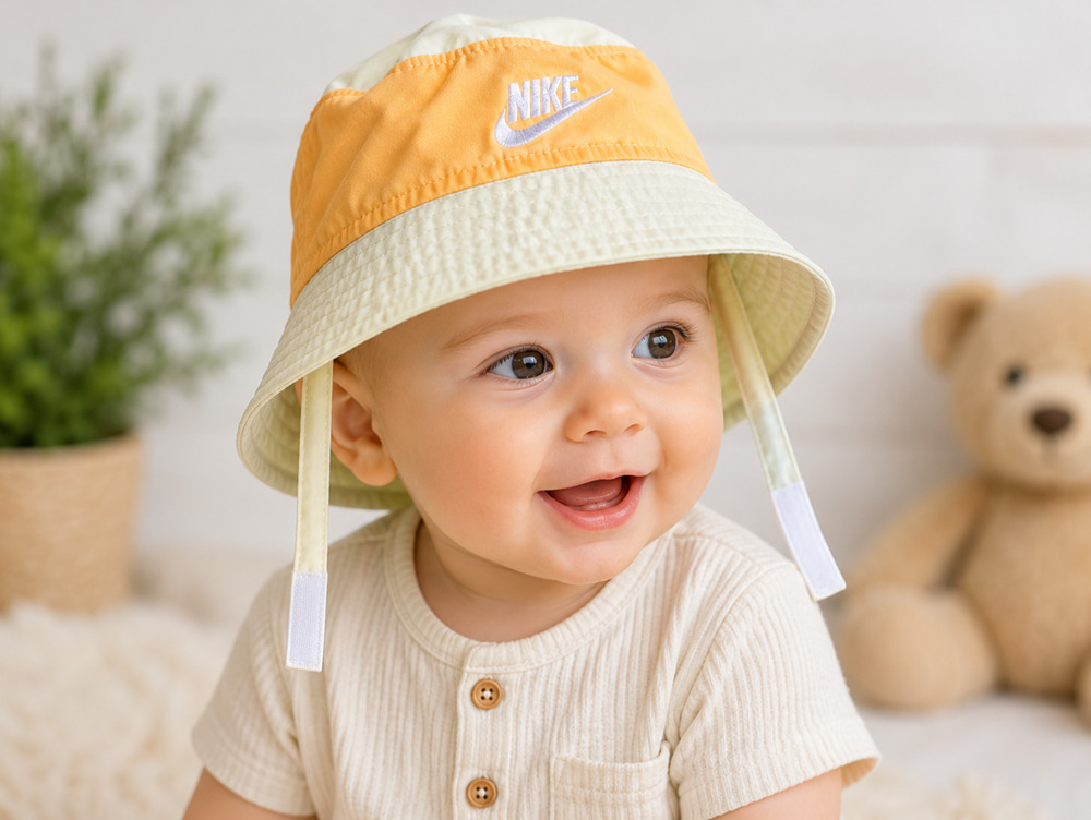 Nike Baby Bucket Hat 18 Months Yellow Orange UPF 40+ Sun Hat Infant Unisex Cap